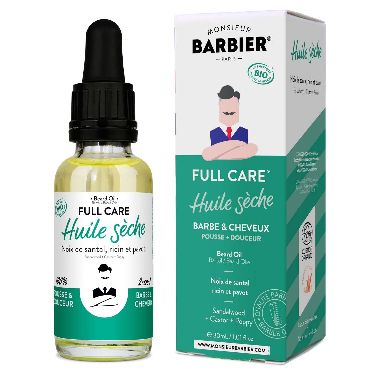 Huile Barbe et Cheveux Bio Full Care - Monsieur Barbier - 30ml