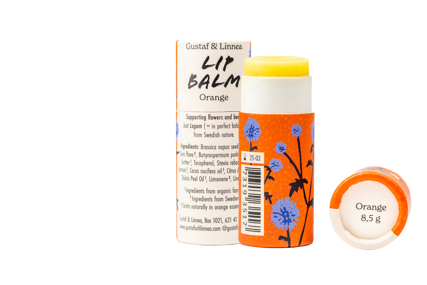 Baume à lèvres à la Cire d'abeille - Goût Orange - en emballage papier