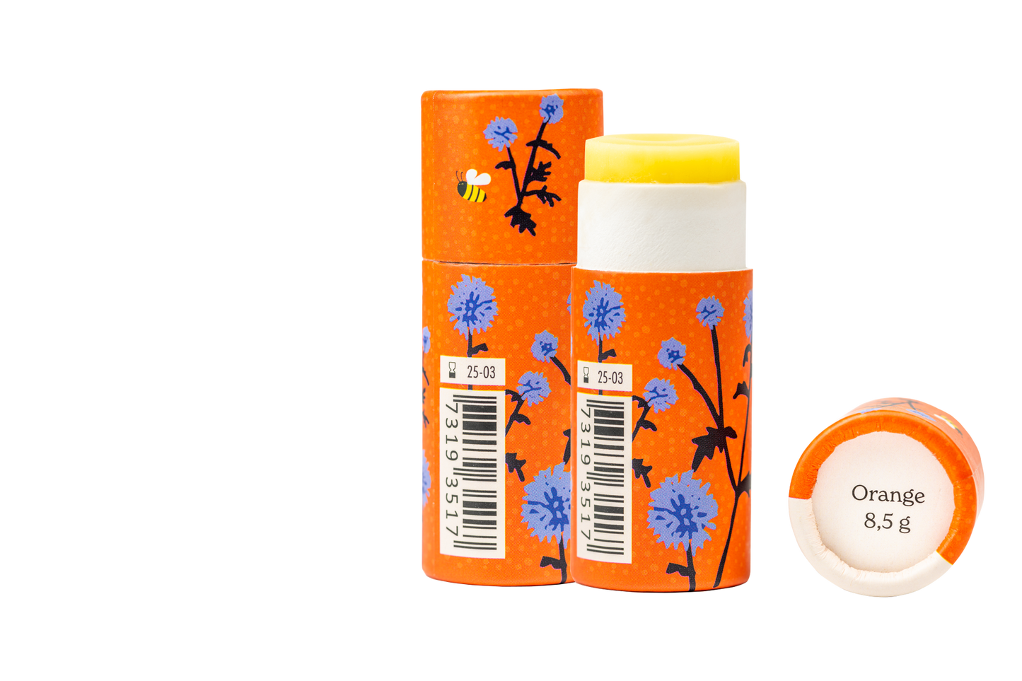 Baume à lèvres à la Cire d'abeille - Goût Orange - en emballage papier
