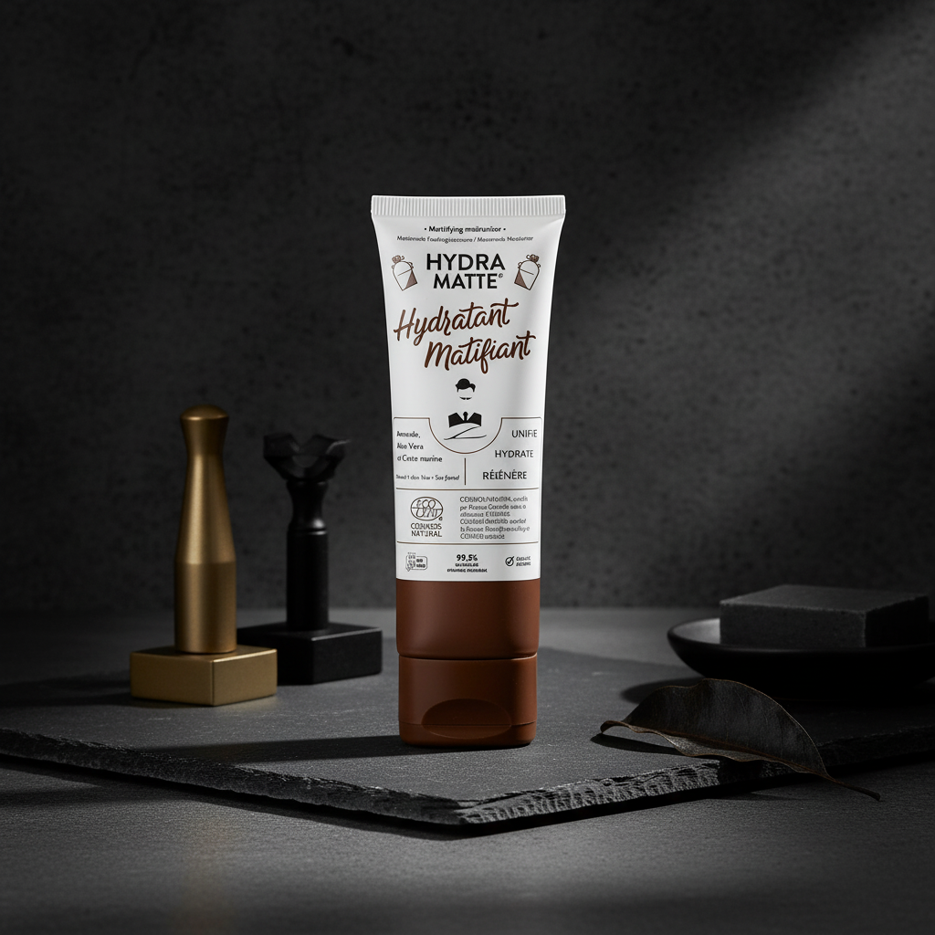 Hydratant Matifiant Hydra Matte sur fond masculin
